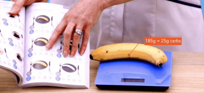 Counting carbohydrates for diabetics with a scale